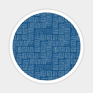 String Herringbone - white on classic blue Magnet